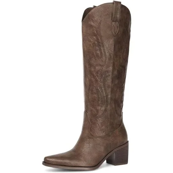 NEW  Western Cowboy Boots for Women - Knee High Wide Calf Cowgirl Boots - Picture 7 of 7